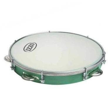 Imagem de Pandeiro VERDE IZZO 10 polegadas ABS com Pele Leitosa - 3430