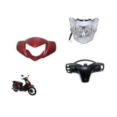 Imagem de Carenagem Farol + Moldura Painel + Farol Shineray Jet 50/125 - Vermelh