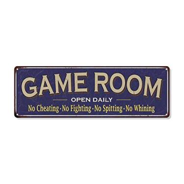 Imagem de Sala de jogos placa de metal azul placas de parede ideias decorações jogos fliperama retro gamer acessórios de arte teatro placa de estanho presente de arte 15 x 45 metal de alto brilho 206180091032