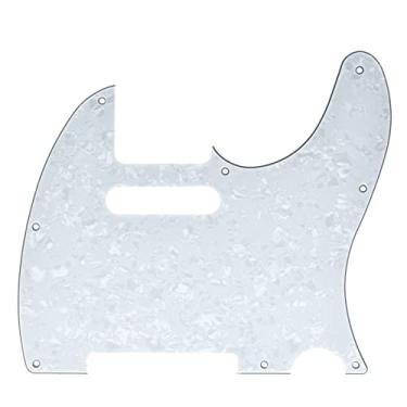 Imagem de Dopro 8 furos Tele Guitar Pickguard Scratch Plate serve para USA/Mexican FD Telecaster White Pearl