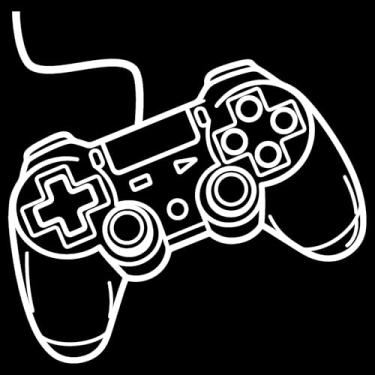 Imagem de Adesivo GAMER Controle Joystick Ideal para notebook capacete moto carro portas vidros paredes ambientes vários tamanhos (BRANCO, 40,4x40cm)