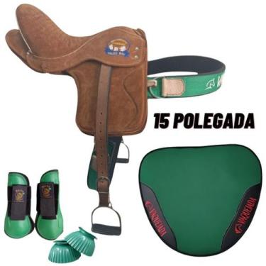 Imagem de Sela Semi Profissional Vaquejada Cavalo em Couro manta caneleira - sel