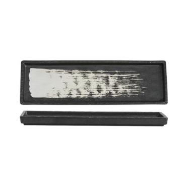 Imagem de Prato longo japonês retrô simples de cerâmica para sushi sashimi - pincel de 35 cm branco