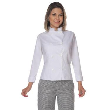 Imagem de Dolmã chef de cozinha feminina em algodão - Demorgan Uniformes, Branco