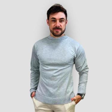 Imagem de Suéter Masculino Tricô Gola Redonda Inverno Manga Longa Lisa - GIP, Ci