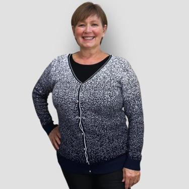 Imagem de Suéter Feminino Tricô Manga Longa Gola V Básico Casaco Moda - Fran & S