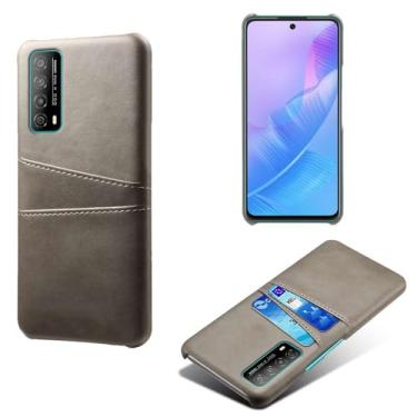 Imagem de Capas Compatível com Huawei Enjoy Y20 SE,Caso de couro PU-Tampa de telefone a prova de choque com 2 slots de cartão,Proteção anti-impressão digital e anti-gota-Grey