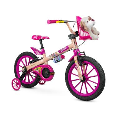 Imagem de Bicicleta Infantil 5 à 8 Anos Barbie Aro 16 Bike Com Rodinhas Nathor