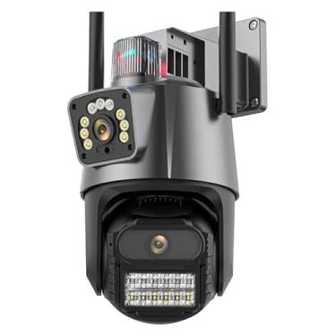 Imagem de Câmera IP P11 Sem Fio de Segurança Externa, 6MP Câmera de Visão Noturna Infravermelha WiFi, Dupla Lente Grande Angular, IP66 à Prova D'água, AI Detecção de Movimento, Chamada de Voz Bidireciona