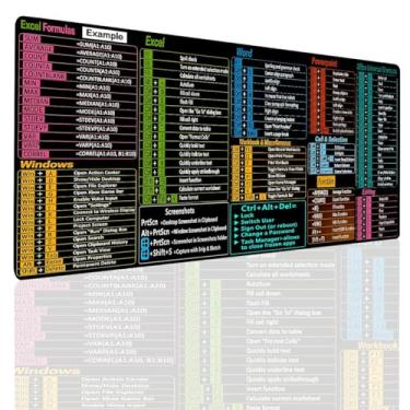 Imagem de Tapete de mesa Excel para mesa de escritório masculino e feminino dedicado, antiderrapante, impermeável, 80 x 30 cm grande com atalhos Excel e Word