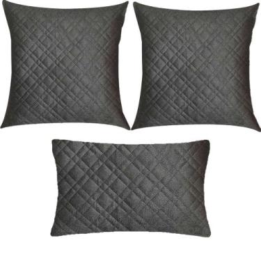 Imagem de Kit 3 Almofadas Composê Matelassê Cinza Liso - Sua Casa Decor