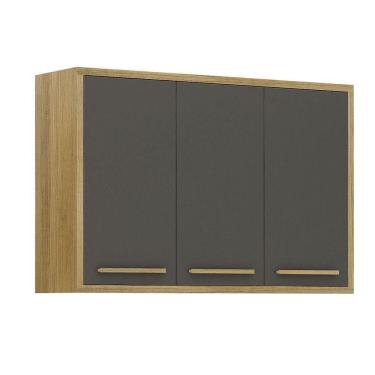 Imagem de Armário Aéreo Para Cozinha 3 Portas 120cm Torino Valdemóveis Cinamomo/grafite
