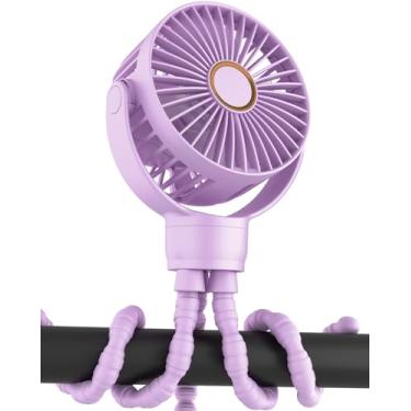 Imagem de Mini ventilador de carrinho portátil, pequeno refrigerador pessoal recarregável com rotação de 360°, 3 velocidades, acessórios para carrinho de bebê alimentados por bateria, essenciais para assento de