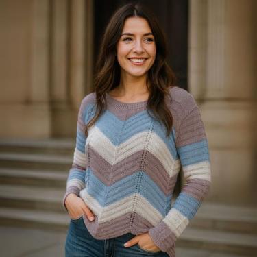 Imagem de Blusa Tricot Zig Zag Manga Longa - Vitrine Collection, Lilás, U