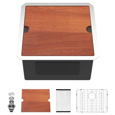 Imagem de Dcolora Pia de barra de 43 cm embaixo da pia de trabalho para pia molhada sob o balcão pequena pia de cozinha tigela única de aço inoxidável com acessórios, DC-U2201