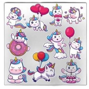 Imagem de Cartela C/40 Adesivos Unicórnio - Lojinha Da Luc Adesivos