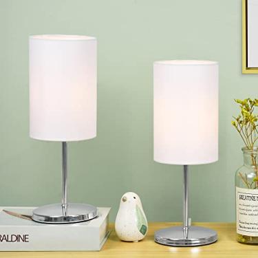 Imagem de Lampwell Luminária de mesa pequena Alee para sala de estar, conjunto de 2, luminária de mesa noturna infantil moderna, Φ 10 × A 30 cm, lâmpada excluída, branca