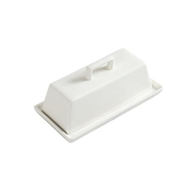Imagem de Manteiga de cerâmica simples com tampa retangular personalidade manteiga-branco brilhante
