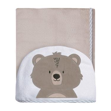 Imagem de Toalha De Banho Felpuda Forrada com Capuz Bordada 90x70Cm Urso Ted - Papi