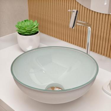 Imagem de Cuba Pia De Apoio Vidro Redonda 29cm Para Banheiro Lavabo Cristal(Branca)