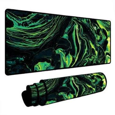 Imagem de Mouse Pad Gamer Speed Extra Grande Desk Pad Profissional Premium Com Borda Costurada 80x40  - Abstrato Verde Preto