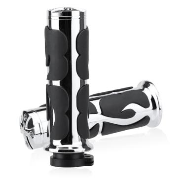Imagem de VG MOTO Punhos de mão de motocicleta 2,5 cm 25 mm Acelerador antiderrapante universal compatível com Harley Davidson Dyna Sportster 883 Road King Street Glide (Chrome-F)