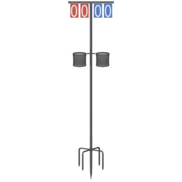 Imagem de Queension Flipper de placar com suporte, placar Cornhole com suporte de bebida para jogos Corn Hole, marcador de pontuação com base de pinos, placa de pontuação para acessórios de basquete, esportes