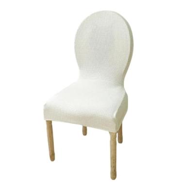 Imagem de Capa para cadeira com encosto redondo, jacquard, ajustável, tamanho grande, luxuosa, capa para assento, cadeira de jantar (1 peça, capa para cadeira, branca)