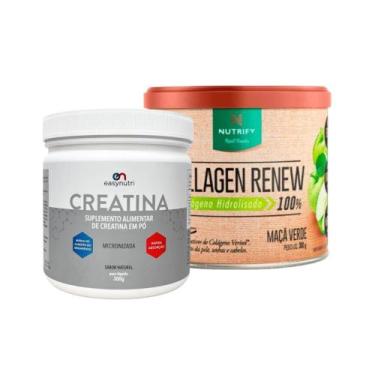 Imagem de Kit Collagen renew nutrify 300g e Creatina easy nutri 300g, Maça verde