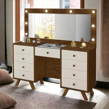 Imagem de Penteadeira Com Espelho Mila Malbec E Off White Luapa