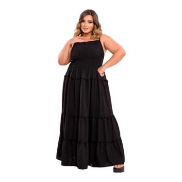 Imagem de Vestido Plus Size Midi Longo 3 Marias Babado Costas Nua Com Lastex - T