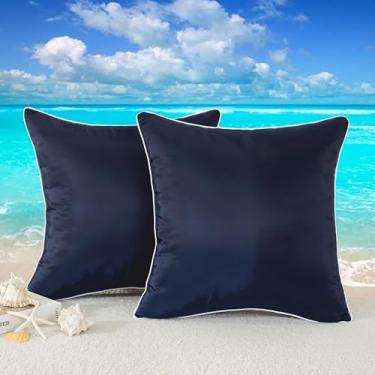 Imagem de TAOSON Pacote com 2, capas de almofada decorativas de casa de fazenda, quadradas, cor sólida, para sofá, tenda, pátio, cama, sofá, sala de estar, 50 x 50 cm