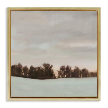 Imagem de Stupell Industries Arte de parede em tela flutuante emoldurada dourada Sundown Snow Scene por Megan Lightell, 45,7 x 45,7 cm