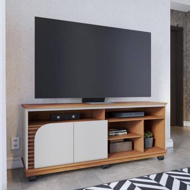 Imagem de Rack Bancada 2 Portas Com Rodízio Jurerê - Freijó Off White Matte