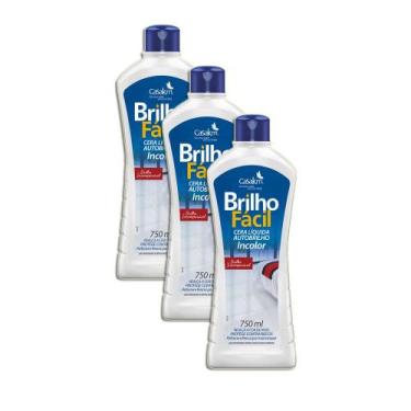 Imagem de Cera Líquida 750ml Incolor Brilho - Fácil Kit 3 - Casa KM, 100ML