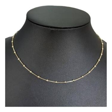 Imagem de Colar De Bolinhas F. Ouro 18K Dourado Semi Joia 40 Cm