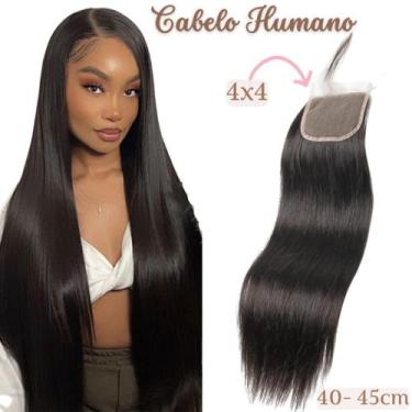 Imagem de Top Closure Fibra 45cm Liso 4x4 Cabelo Humano - BBLESS