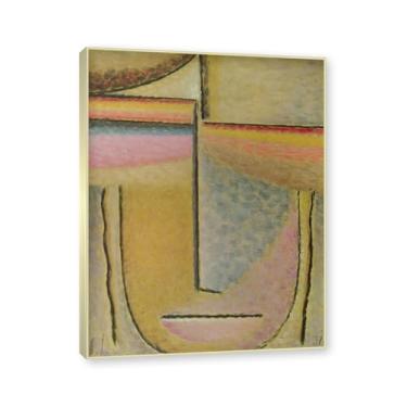 Imagem de NHLDZYH Moldura champanhe. Alexej von Jawlensky, impressão clássica, (cabeça abstrata 8), decoração de parede para cozinha, quarto. 60x80cm