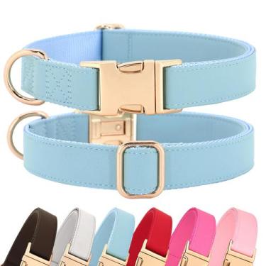 Imagem de Coleira de cachorro PET ARTIST de couro macio para cães grandes azul