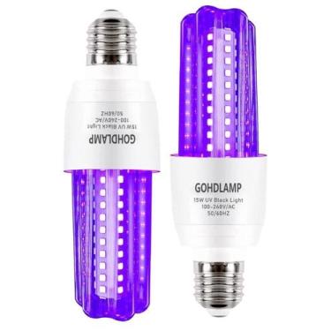 Imagem de Lâmpada LED preta GOHDLAMP 15W UVA 395-400nm E26 120V - pacote com 2