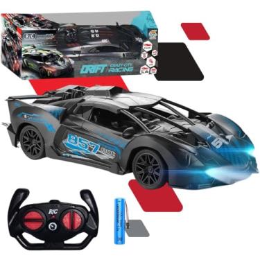 Imagem de Carrinho De Controle Remoto Drift Bugatti Brinquedo Corrida Veloz Com Luz Recarregavel Preto Kizumba