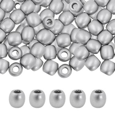 Imagem de Mandala Crafts 200 contas de madeira de barril grande prata para artesanato macramê faça você mesmo joias trança contas de cabelo dreadlock