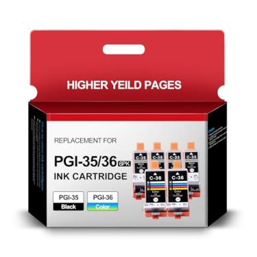 Imagem de SHUPAN Cartuchos De Tinta Preta E Colorida Pgi-35 Cli-36 Para Substituição Em Impressoras Canon 35 36 Pgi35 Cli36 Compatíveis Com Pixma Ip110 Ip100 Tr150 Mini260 Mini320 (Pacote 6, 4 Pretas 2 Tricol