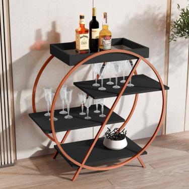 Imagem de Bar Adega com Pés de Ferro JB 4009 JB Móveis - Preto/Bronze