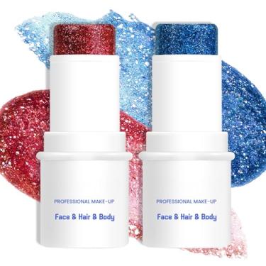 Imagem de LOKFAR Bastão de maquiagem com glitter corporal e facial, gel com glitter impermeável multiuso para rosto, corpo, cabelo, lábios, lábios, palito de tinta de lantejoulas holográficas, acessórios de