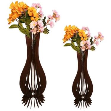 Imagem de Vaso de Chão Decorativo Grande ANA MARIA MDF - LENOBRE, Preto, Kit com