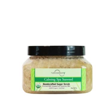 Imagem de Earth's Enrichments Esfoliante corporal orgânico com açúcar vegano, hortelã-pimenta, alecrim, algas marinhas, esfoliante, ótimo para pele áspera e seca, lábios, pés e cotovelos, óleo de coco e óleo de