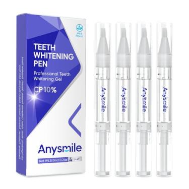 Imagem de Anysmile Canetas de clareamento dental gel clareador de dentes não sensível com peróxido de carbamida 10% eficaz, 4 canetas de gel de clareamento dental profissionais de 2 ml/caneta