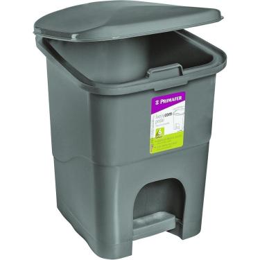 Imagem de Lixeira Retangular Com Pedal Plástico Primafer Cinza