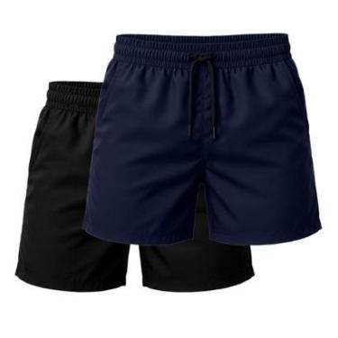 Imagem de Short Kit 2  Bermudas Tactel Leve Moda Praia Liso Masculina-Masculino